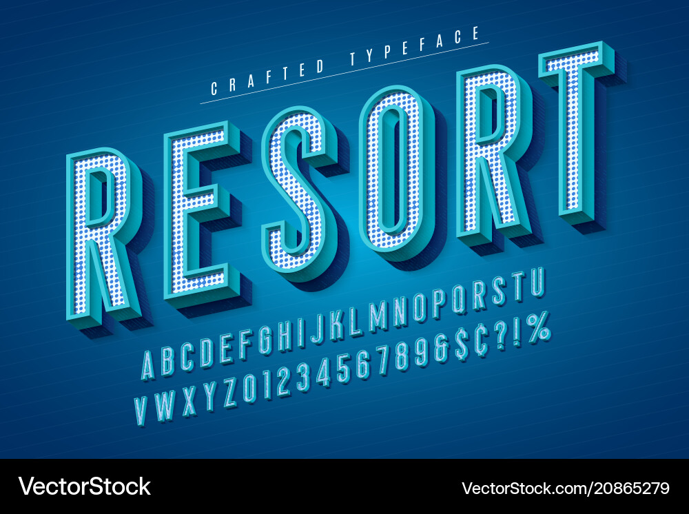 Retro Typeface - 3D Display Font vector image