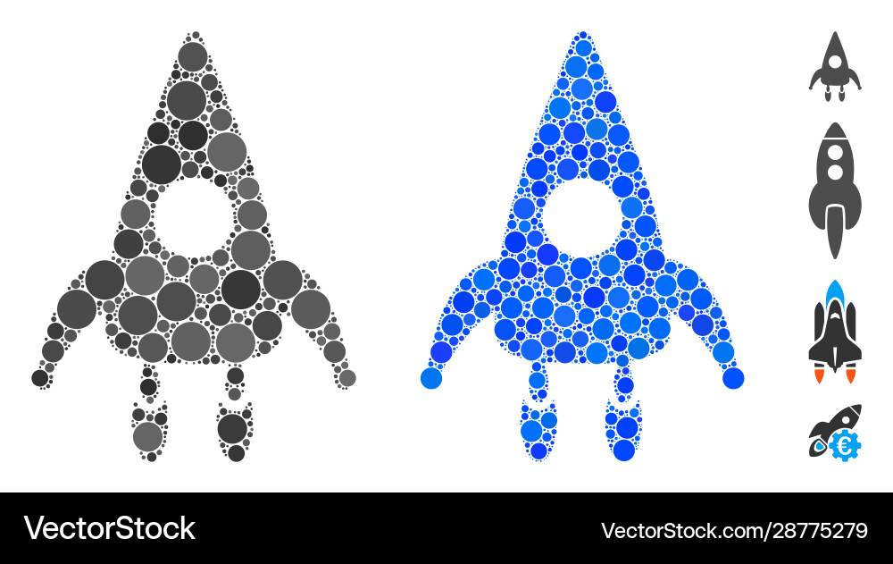 Rocket module composition icon round dots Vector Image