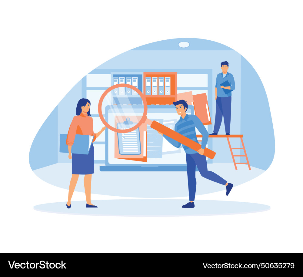 Searching files in database records management vector image
