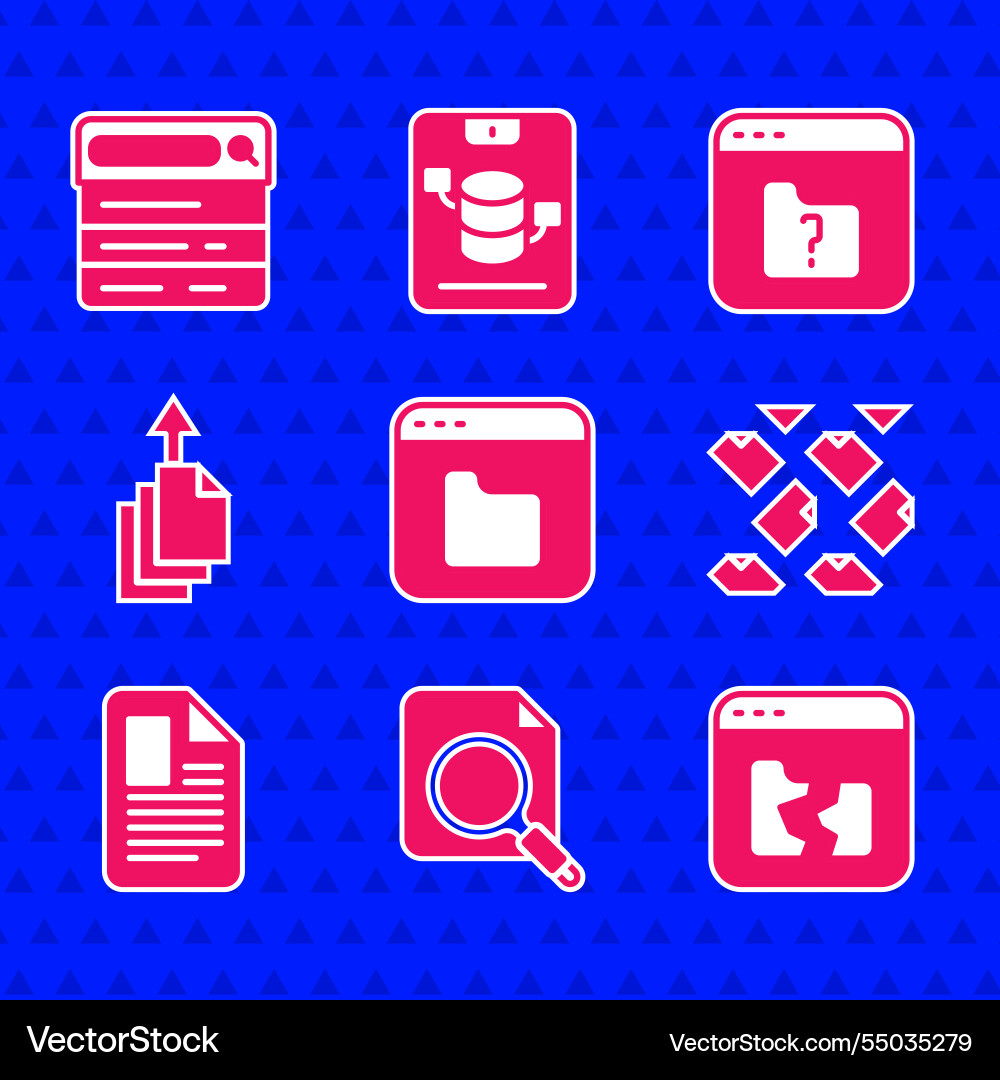 Set browser files search concept with folder Set browser files search concept with folder vector image