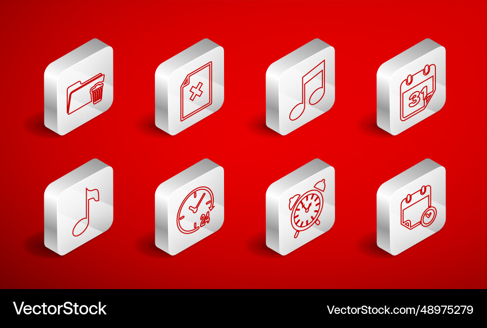 Set line calendar and clock delete file document Set line calendar and clock delete file document Vector Image