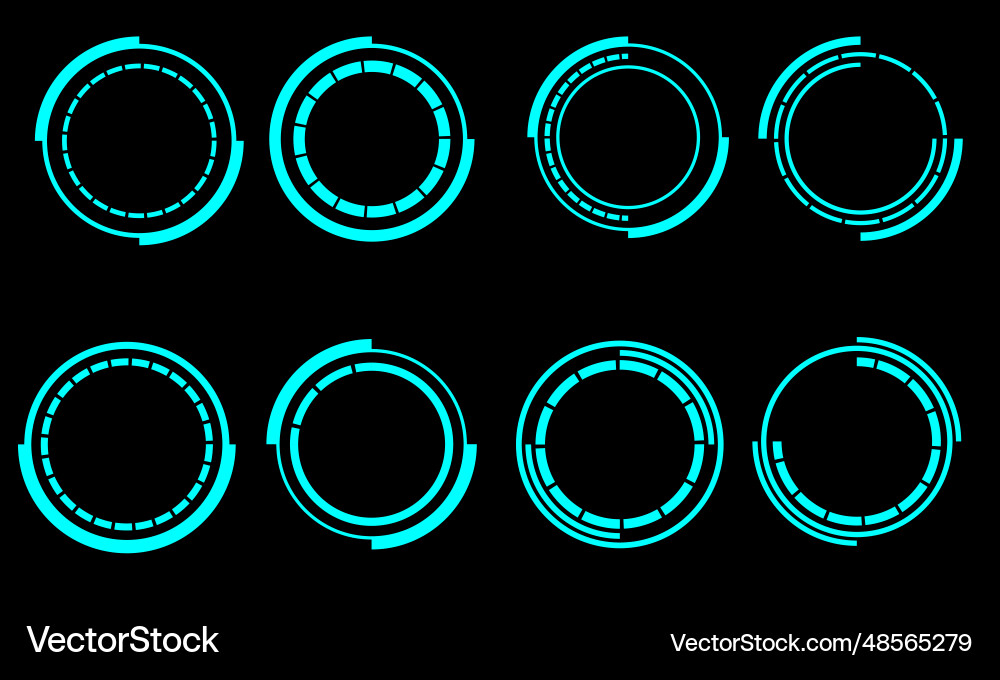 Set of sci fi blue circle user interface elements Set of sci fi blue circle user interface elements Vector Image