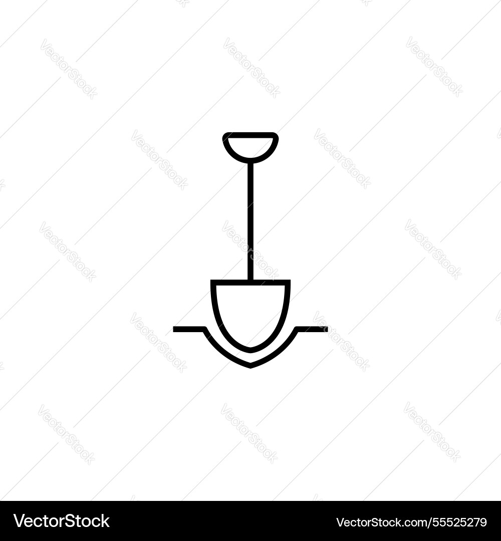 Soil digging icon with spade in line style Soil digging icon with spade in line style Vector Image