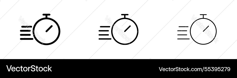 Time fast icons in three different stroke lines vector image