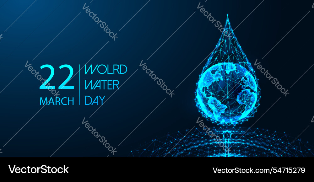 World water day futuristic web banner with glowing World water day futuristic web banner with glowing vector image