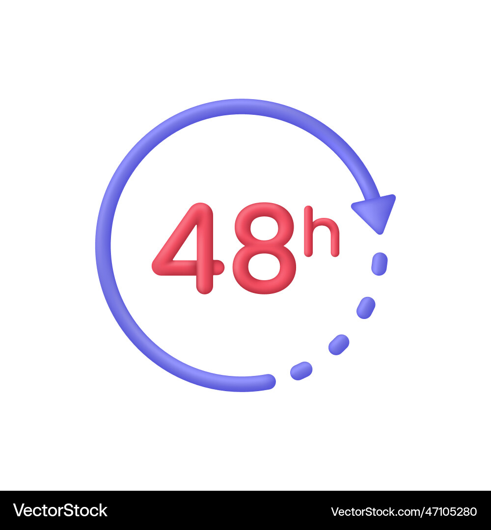 3d alarm clock 48 hours icon 3d alarm clock 48 hours icon vector image