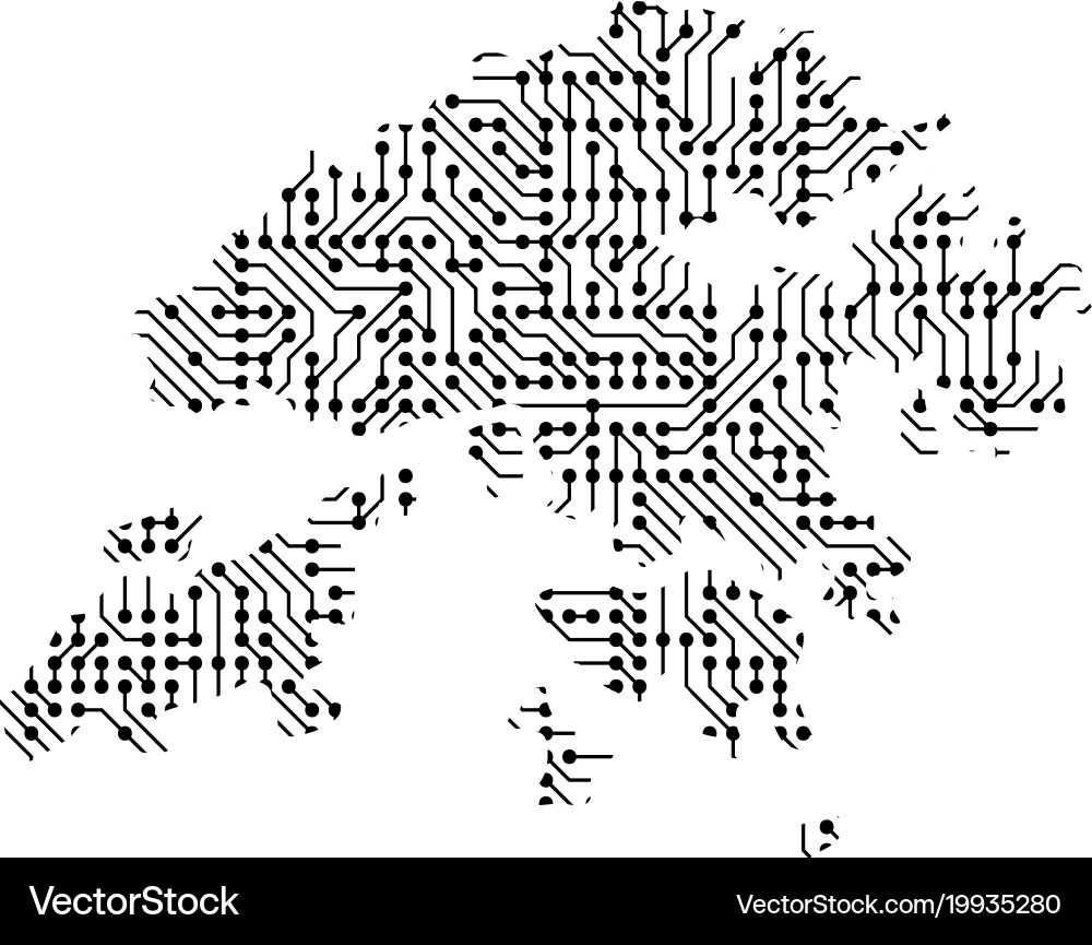 Abstract schematic map of hong kong from Vector Image
