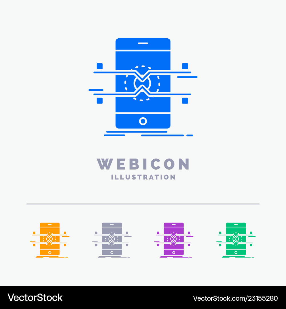 Api interface mobile phone smartphone 5 color Vector Image