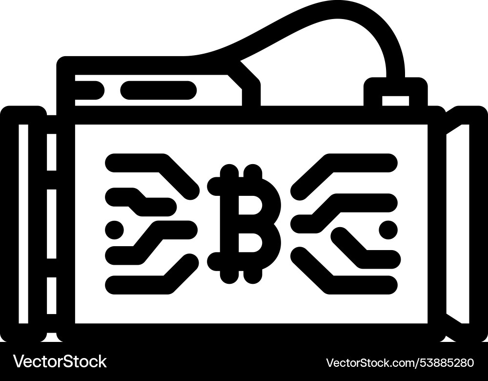 Asic miner cryptocurrency mining line icon Asic miner cryptocurrency mining line icon vector image