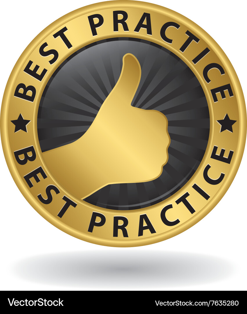 Best practice golden sign with thumb up