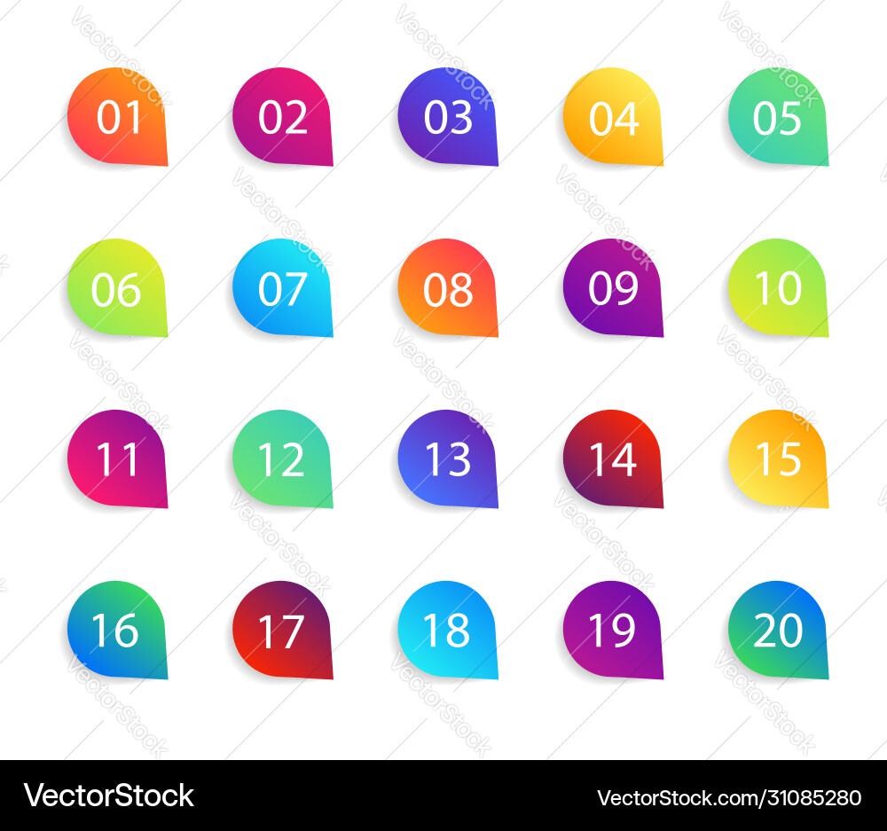 Bullet Punkt Icons mit Zahlen Farbkreise Bullet Punkt Icons mit Zahlen Farbkreise vektorbild
