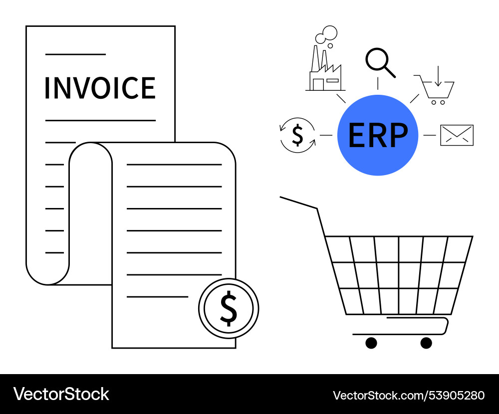 Business invoicing and erp integration with e Vector Image