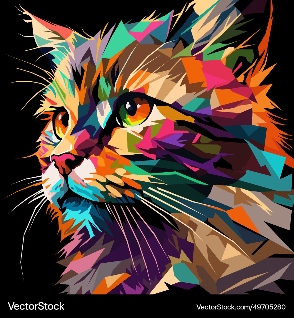 Cat face drawn using art style pop Vector Image