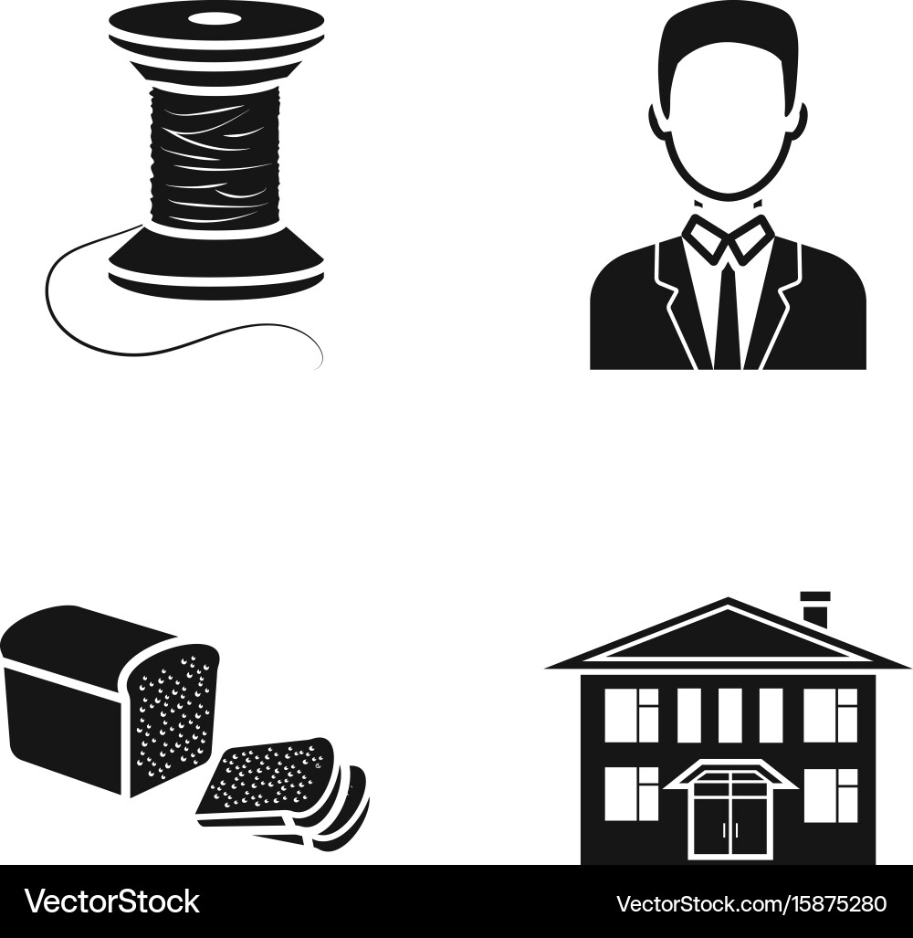 Coil with threads man and other web icon in black Vector Image