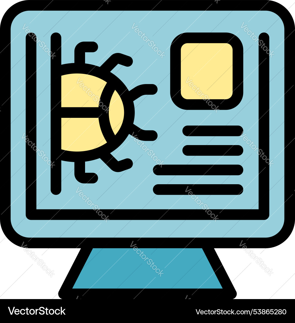 Computer bug infecting operating system on monitor Vector Image