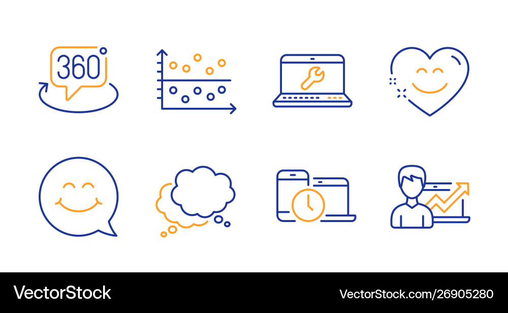 Dot plot speech bubble and smile face icons set Dot plot speech bubble and smile face icons set Vector Image