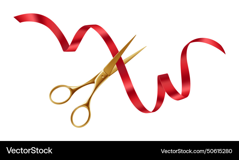 Festive grand opening elegant ribbon cutting Vector Image