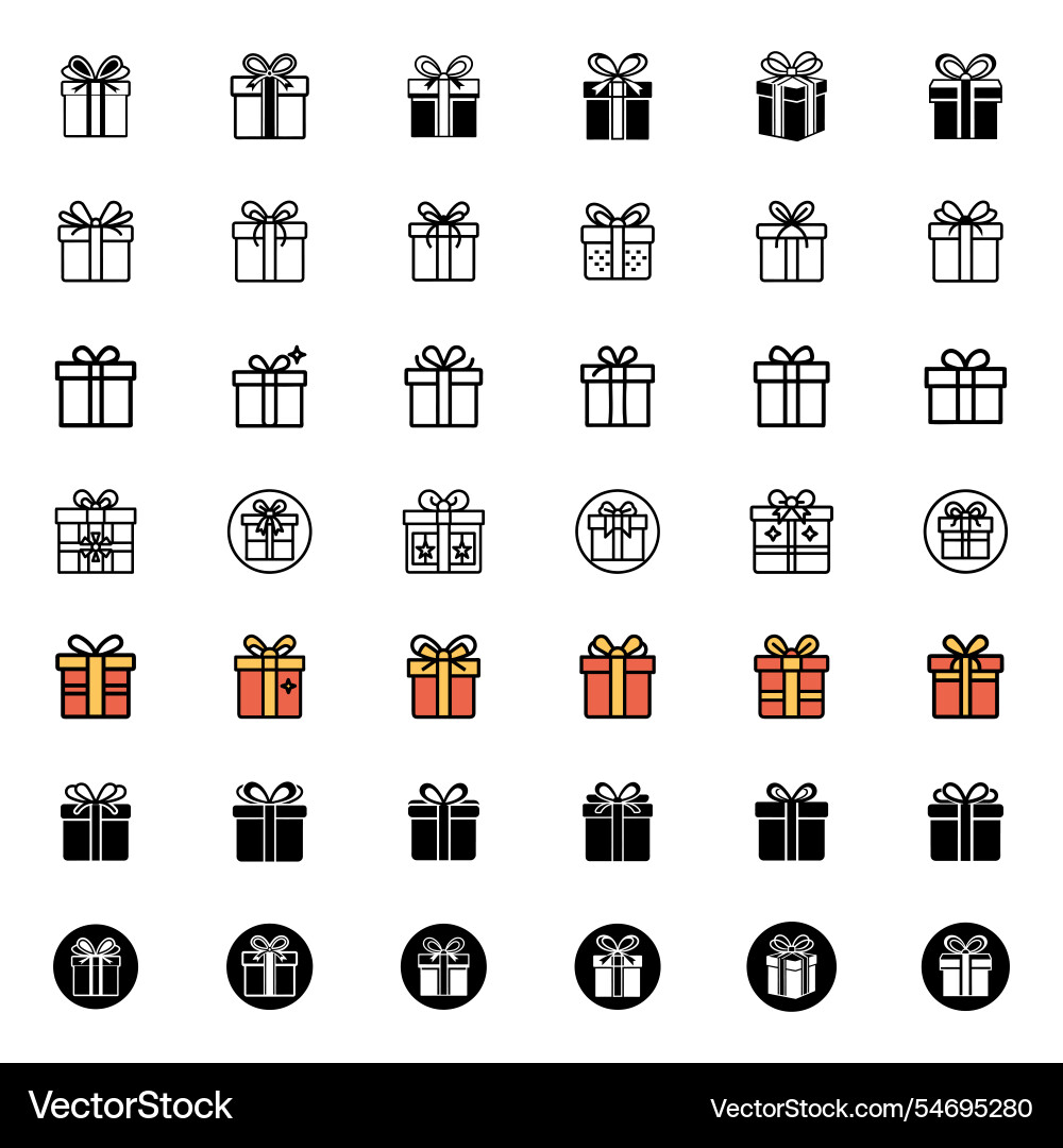 Gift box icon bundle set in minimalistic Gift box icon bundle set in minimalistic Vector Image