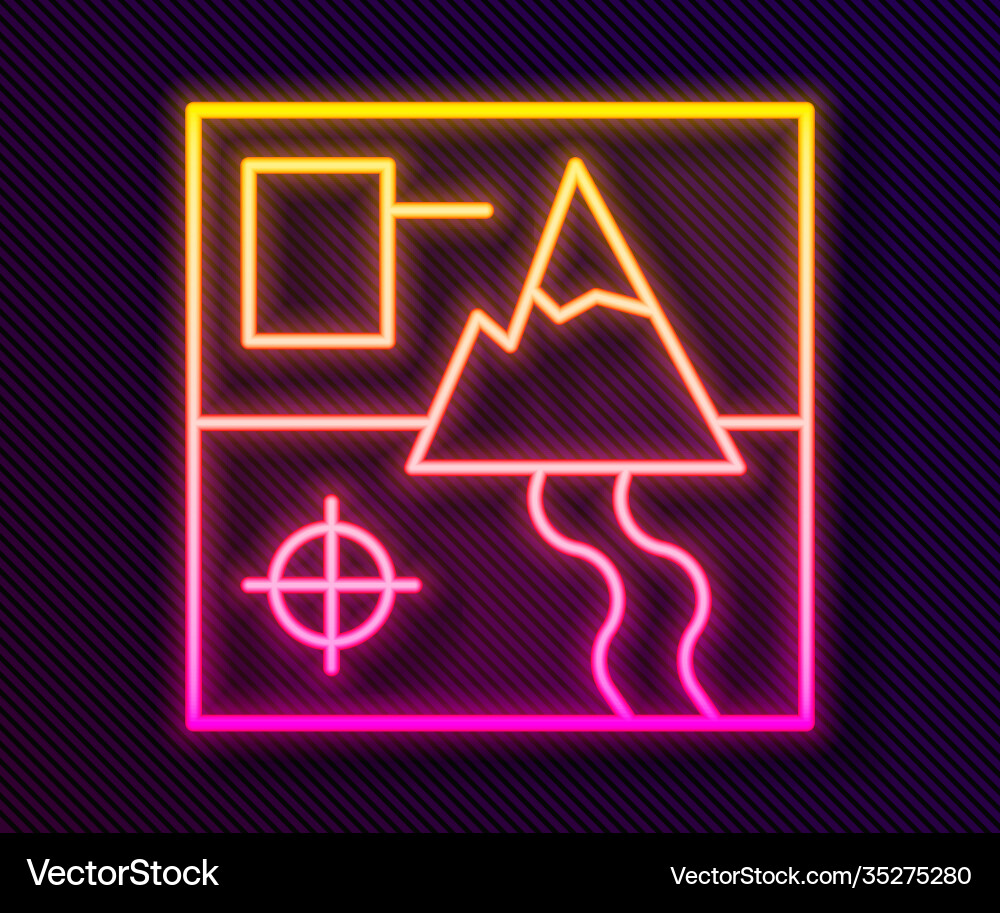 Glowing neon line folded map icon isolated Glowing neon line folded map icon isolated vector image