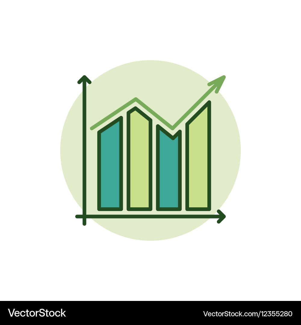 Green Graph Icon - Growth Chart vector image