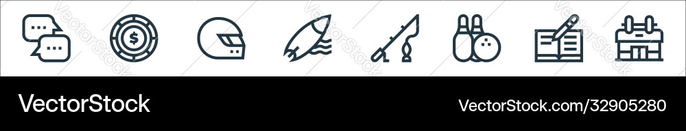 Hobbies line icons linear set quality vector image