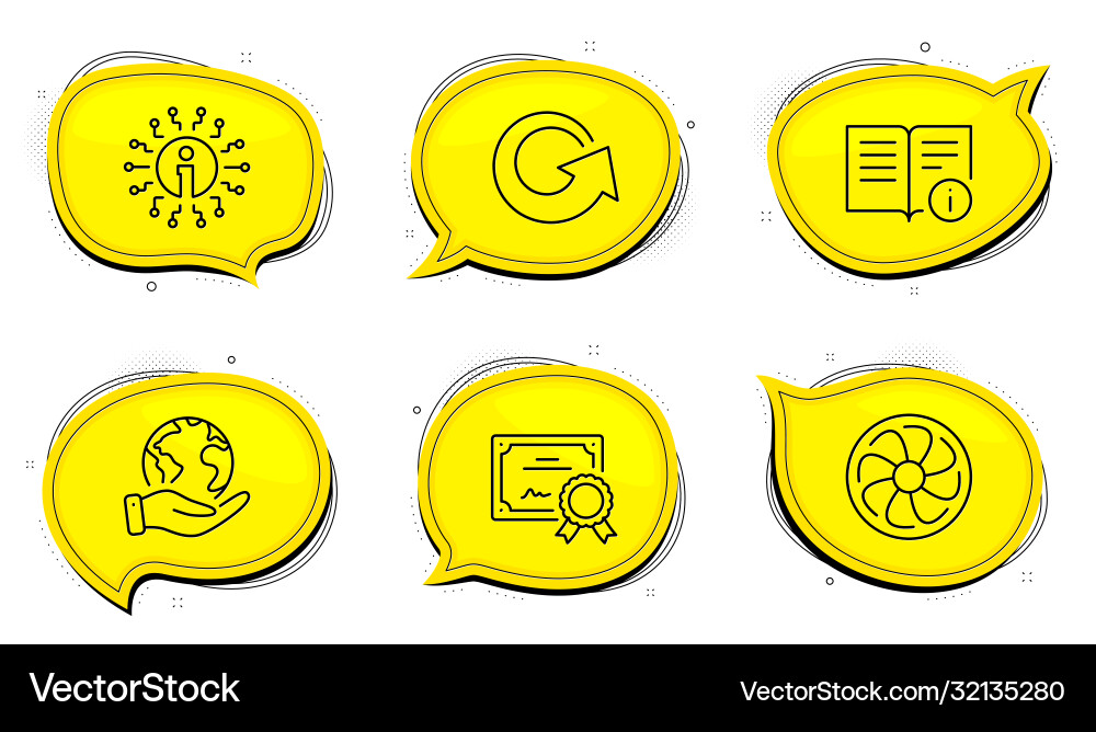 Info reload and fan engine icons set technical Vector Image
