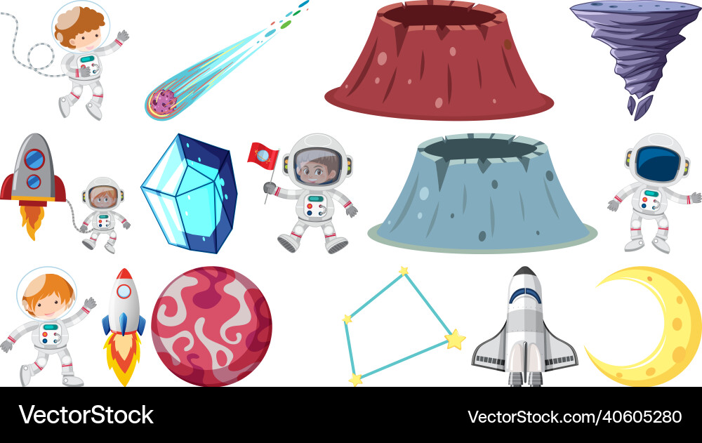 Isolated fantasy space game objects and elements Isolated fantasy space game objects and elements Vector Image
