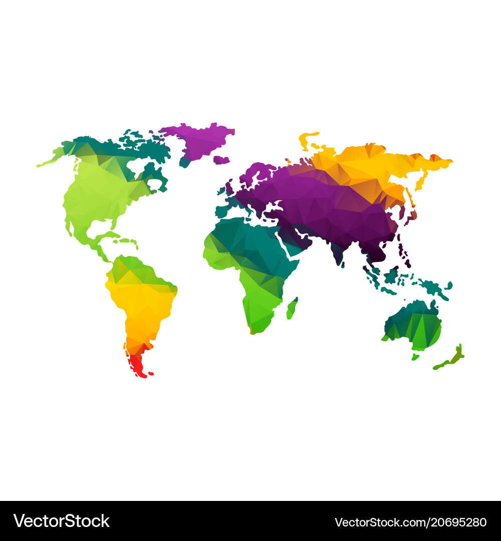 Low poly global world map Vector Image