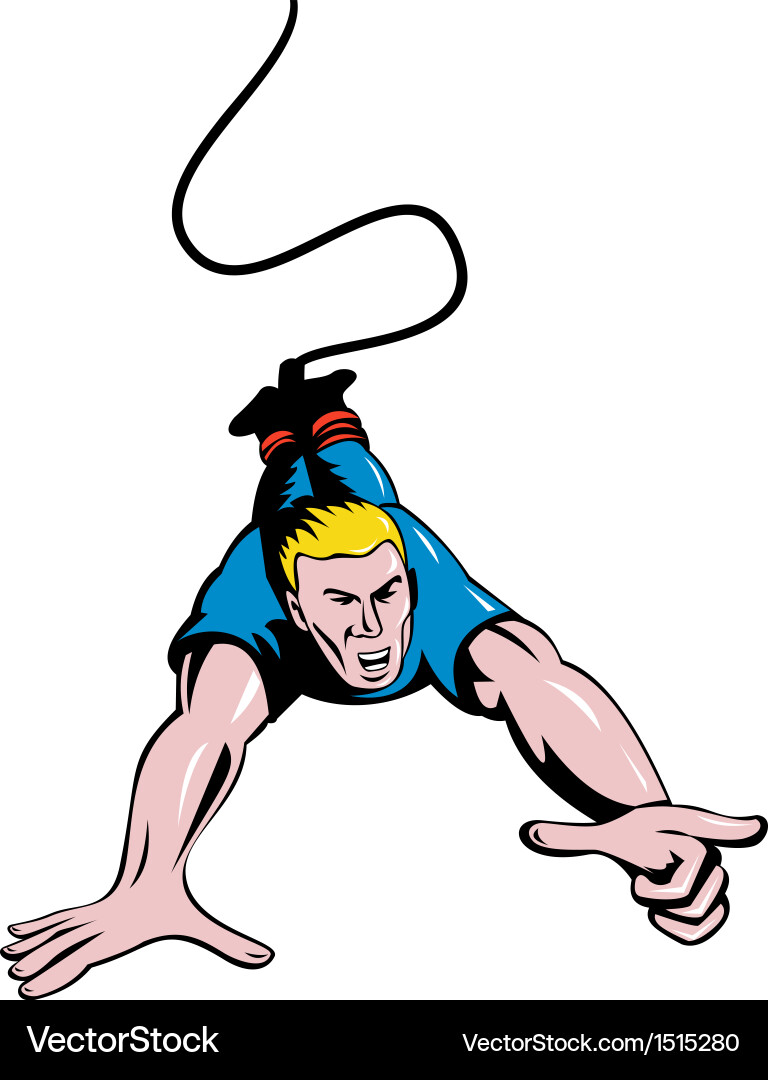 Man bungy jumping hand pointing Vector Image