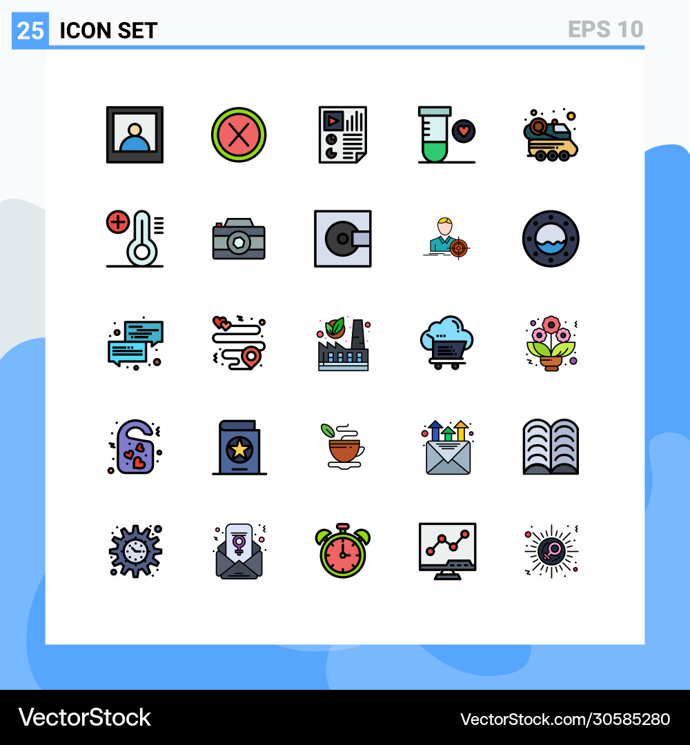 Mobile interface filled line flat color set 25 Vector Image