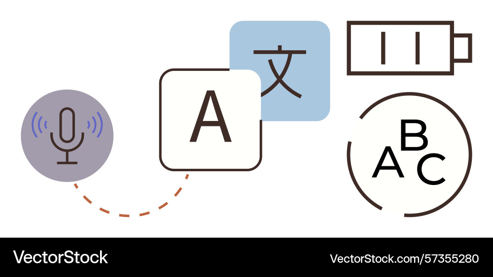 Multilingual communication with voice recognition Multilingual communication with voice recognition vector image