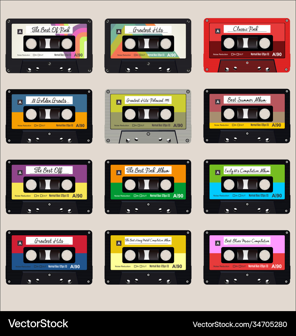 Retro Audio Cassette Pattern vector image