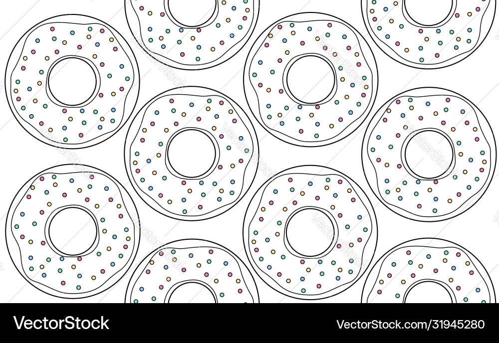 Seamless contour pattern with donuts top view Vector Image
