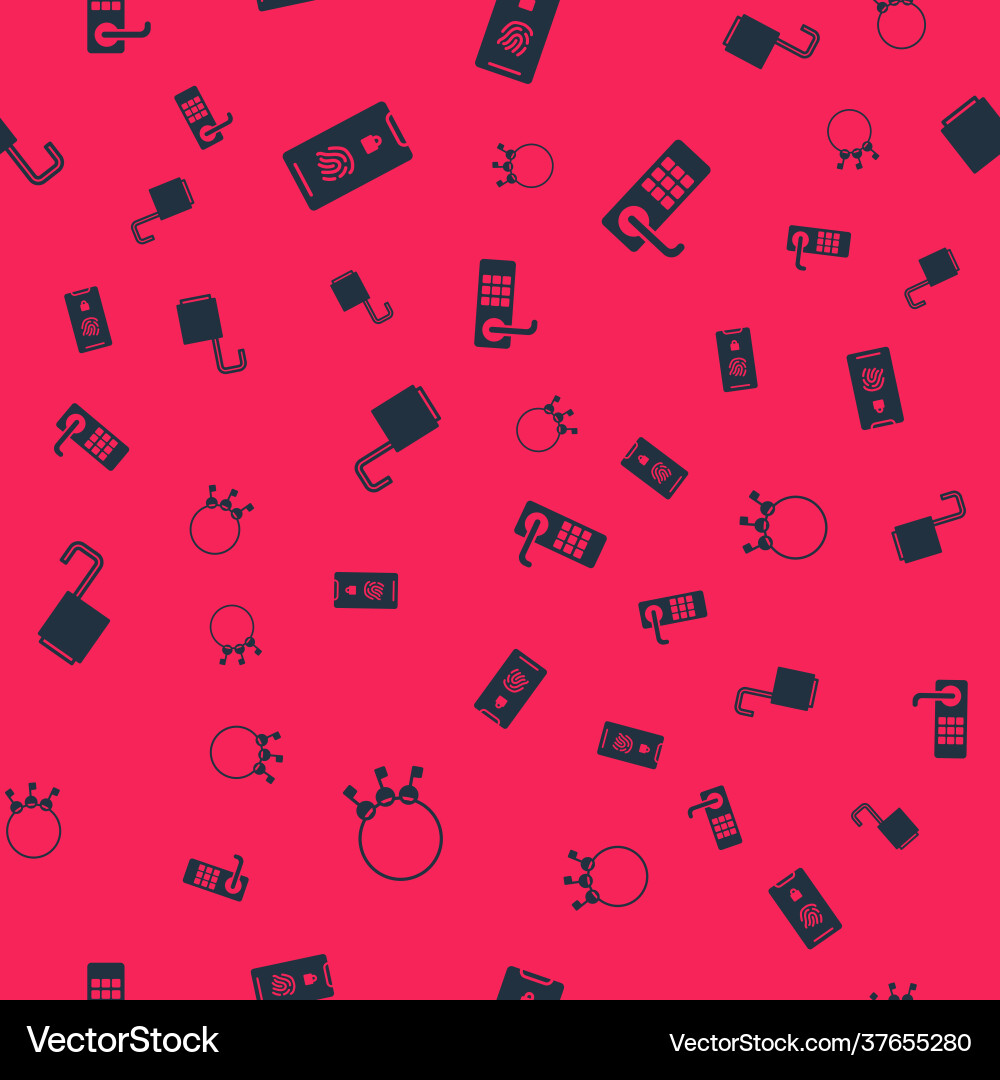 Set bunch keys mobile with fingerprint scan Vector Image