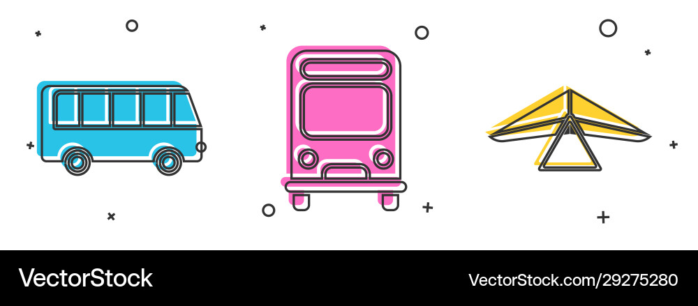Set bus and hang glider icon Vector Image