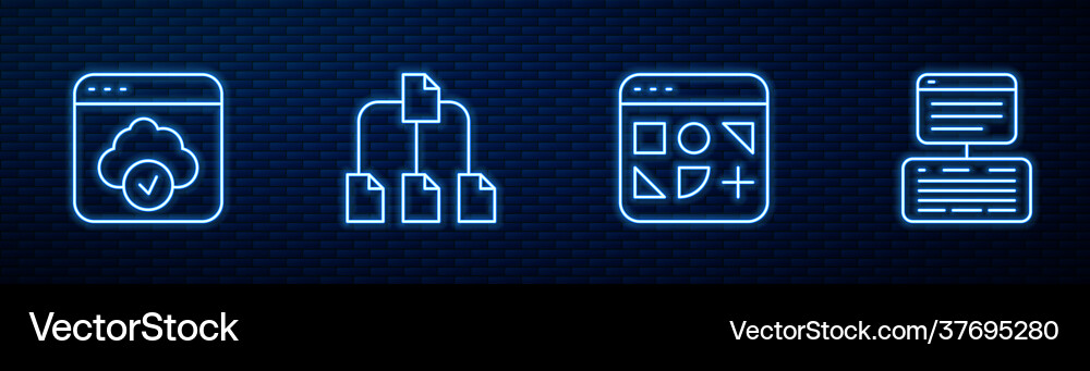 Set line different files cloud technology data Vector Image