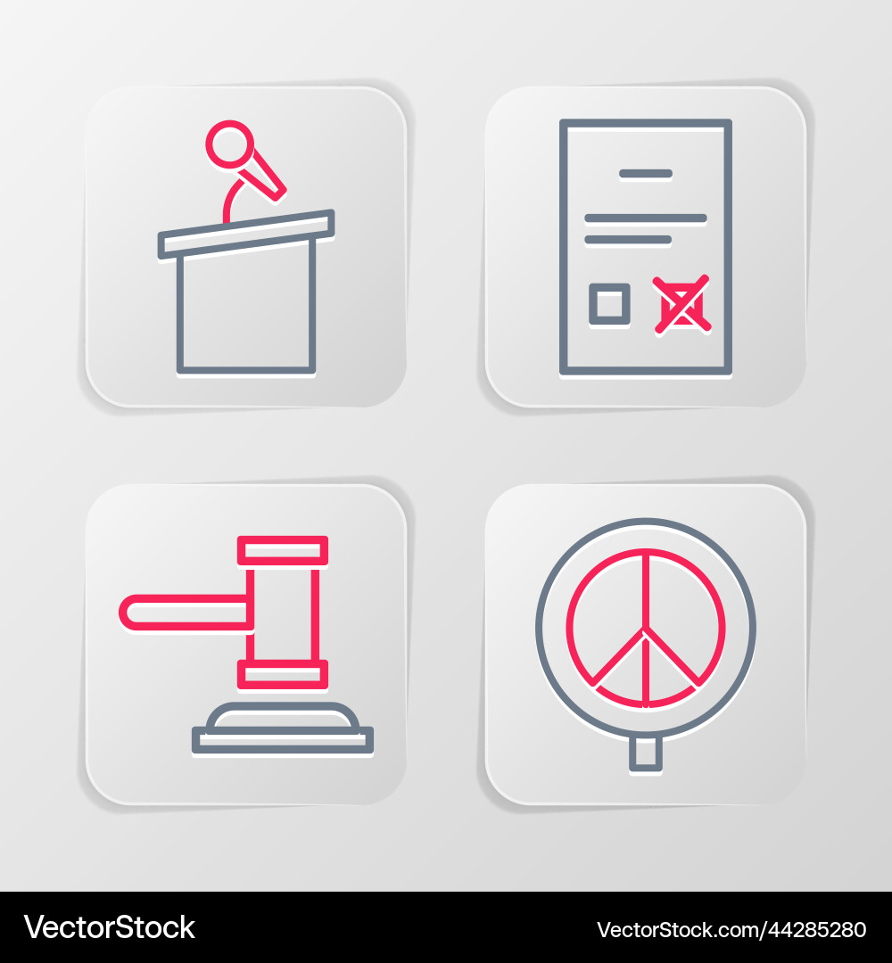 Set line peace judge gavel poll document Set line peace judge gavel poll document Vector Image