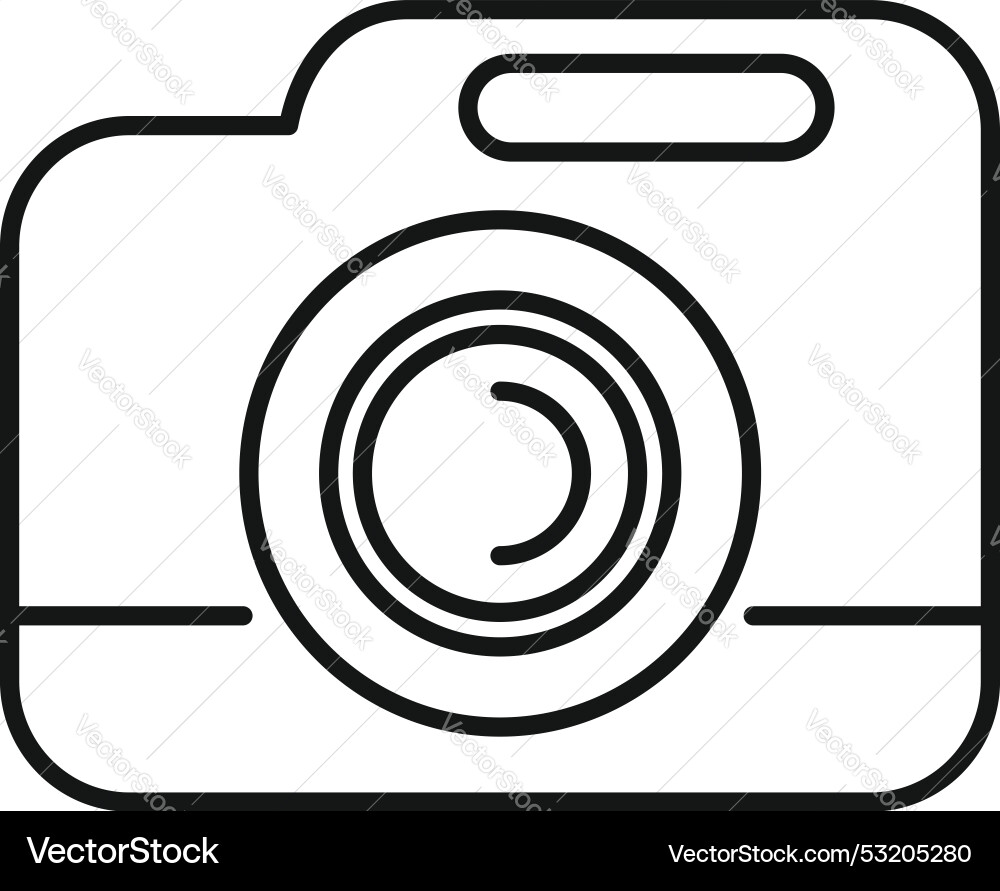 Simple line art icon of a camera taking photo vector image