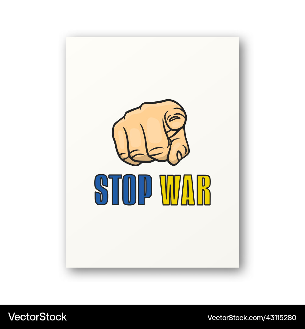 Stop war for ukraine gesture point finger sign Stop war for ukraine gesture point finger sign Vector Image