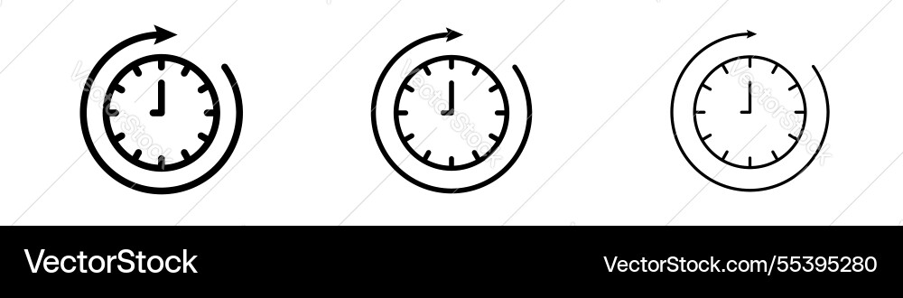 Time forward icons in three different stroke lines Time forward icons in three different stroke lines vector image