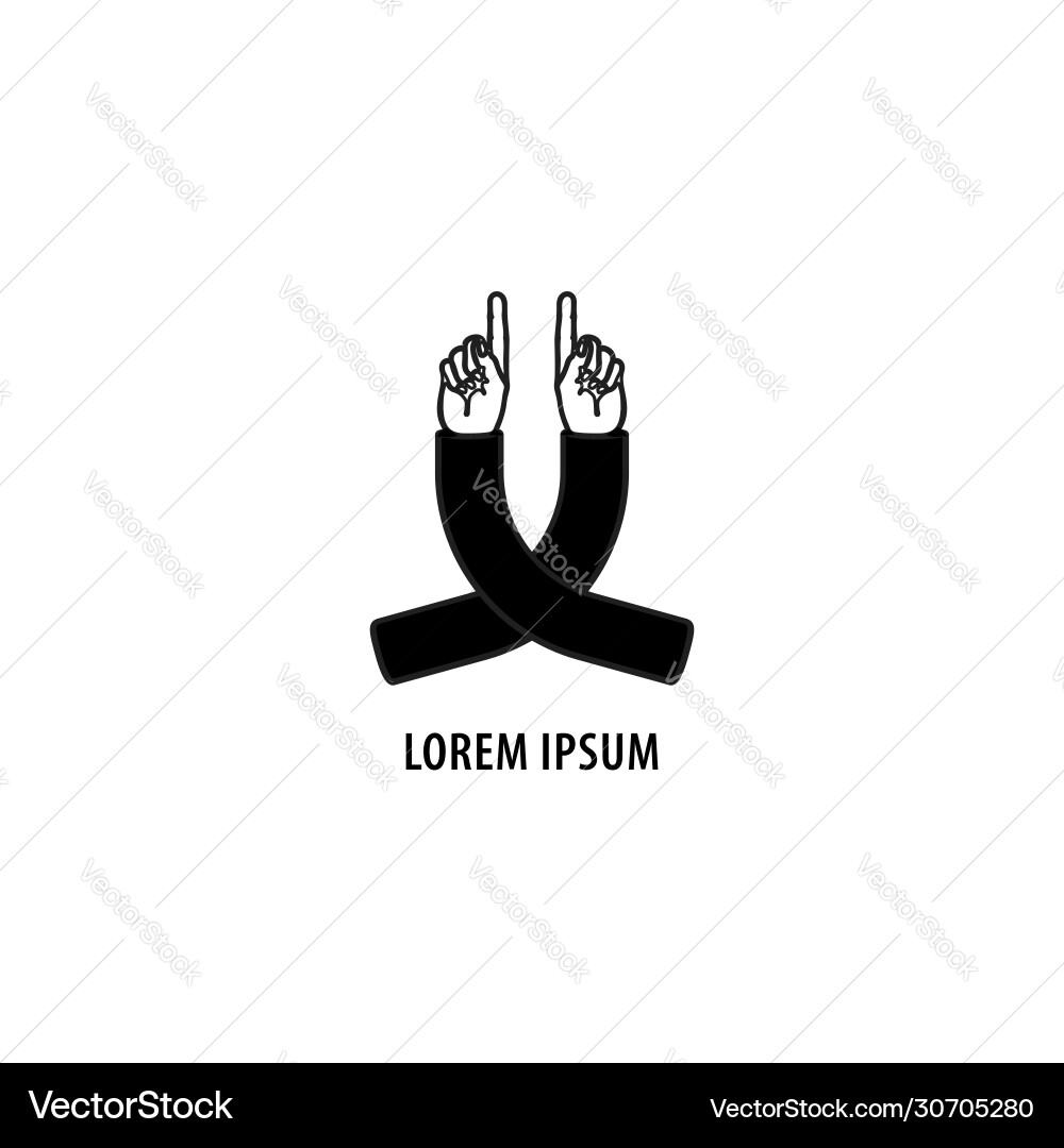 Two hands pointing up gesture with raised one Vector Image