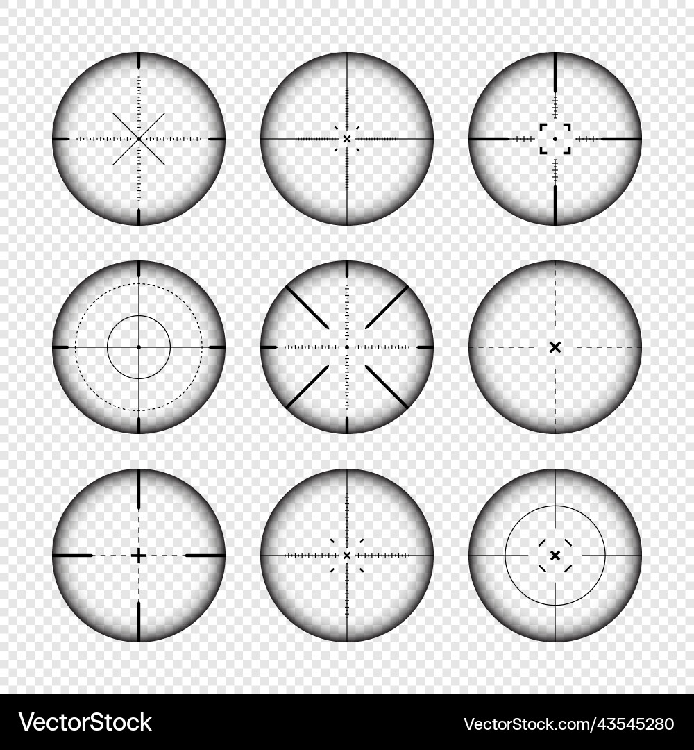 Various weapon sights sniper rifle optical scopes Vector Image