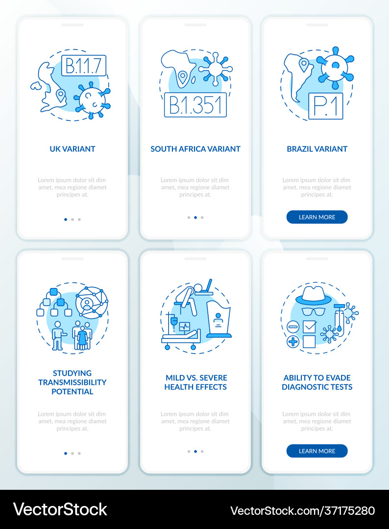 Virus mutations onboarding mobile app page screen Virus mutations onboarding mobile app page screen Vector Image