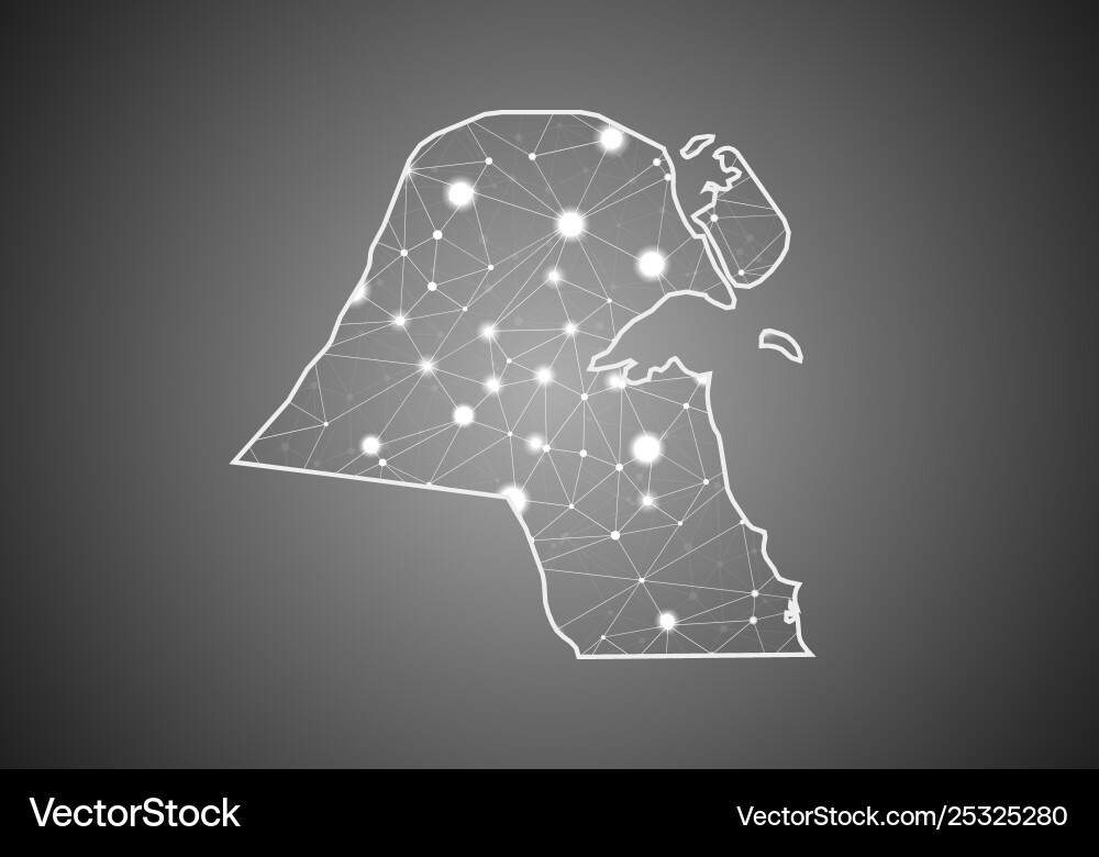 Wireframe mesh polygonal kuwait map abstract Wireframe mesh polygonal kuwait map abstract vector image