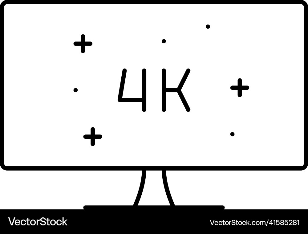 4k resolution computer display line icon vector image