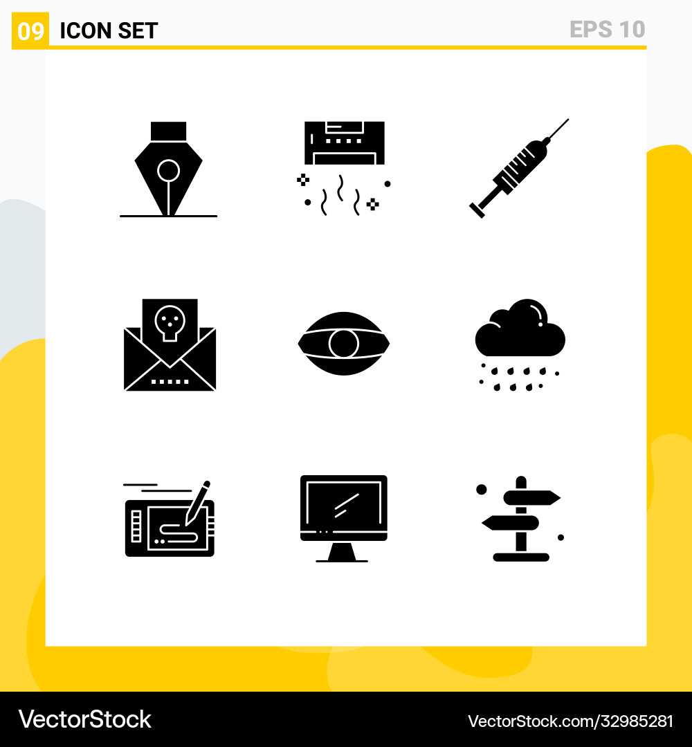 9 universal solid glyphs set for web and mobile Vector Image