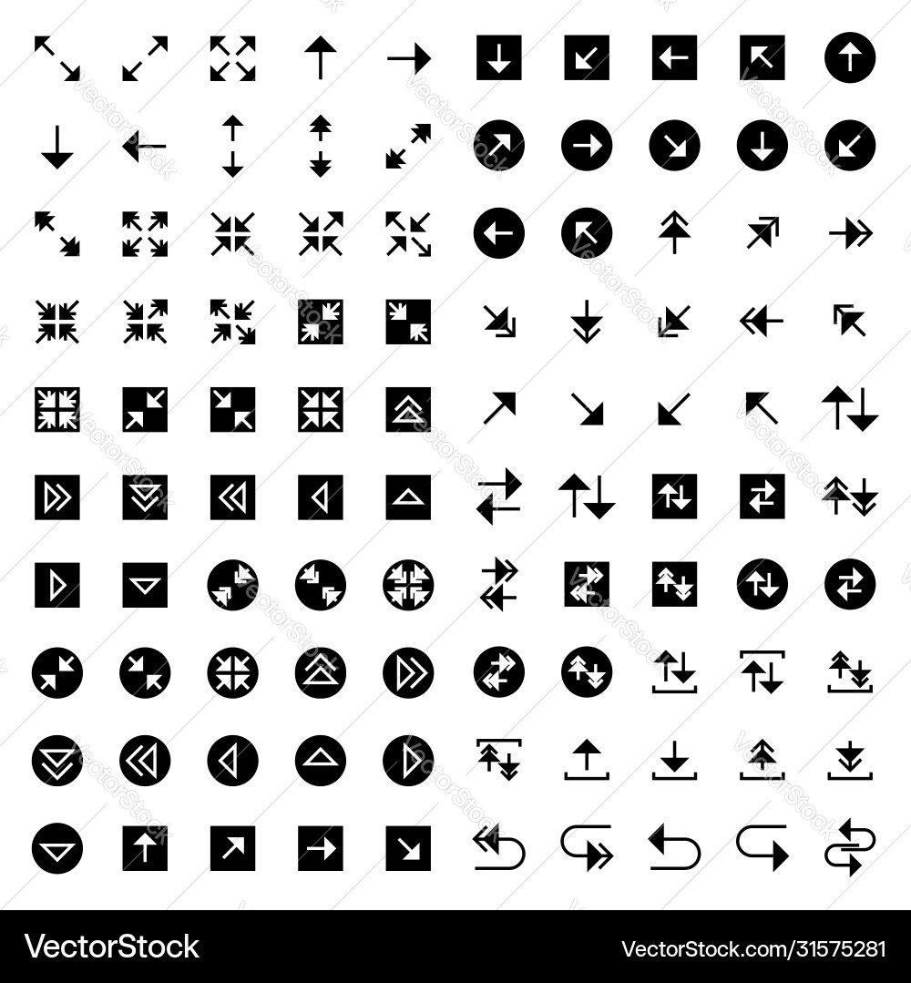 Arrow icon set include left up down expand vector image