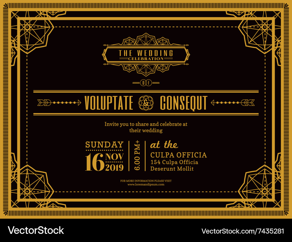 Art Deco Wedding Border Vector Image