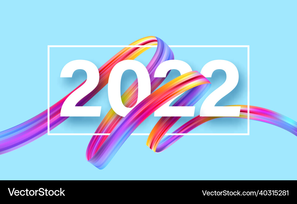 Calendar header 2022 number on colorful abstract vector image