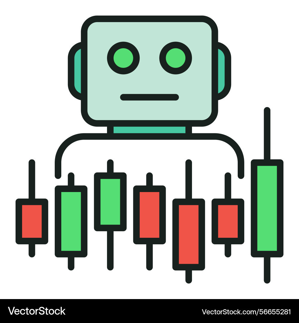 Candlestick chart and trading bot automation Candlestick chart and trading bot automation vector image